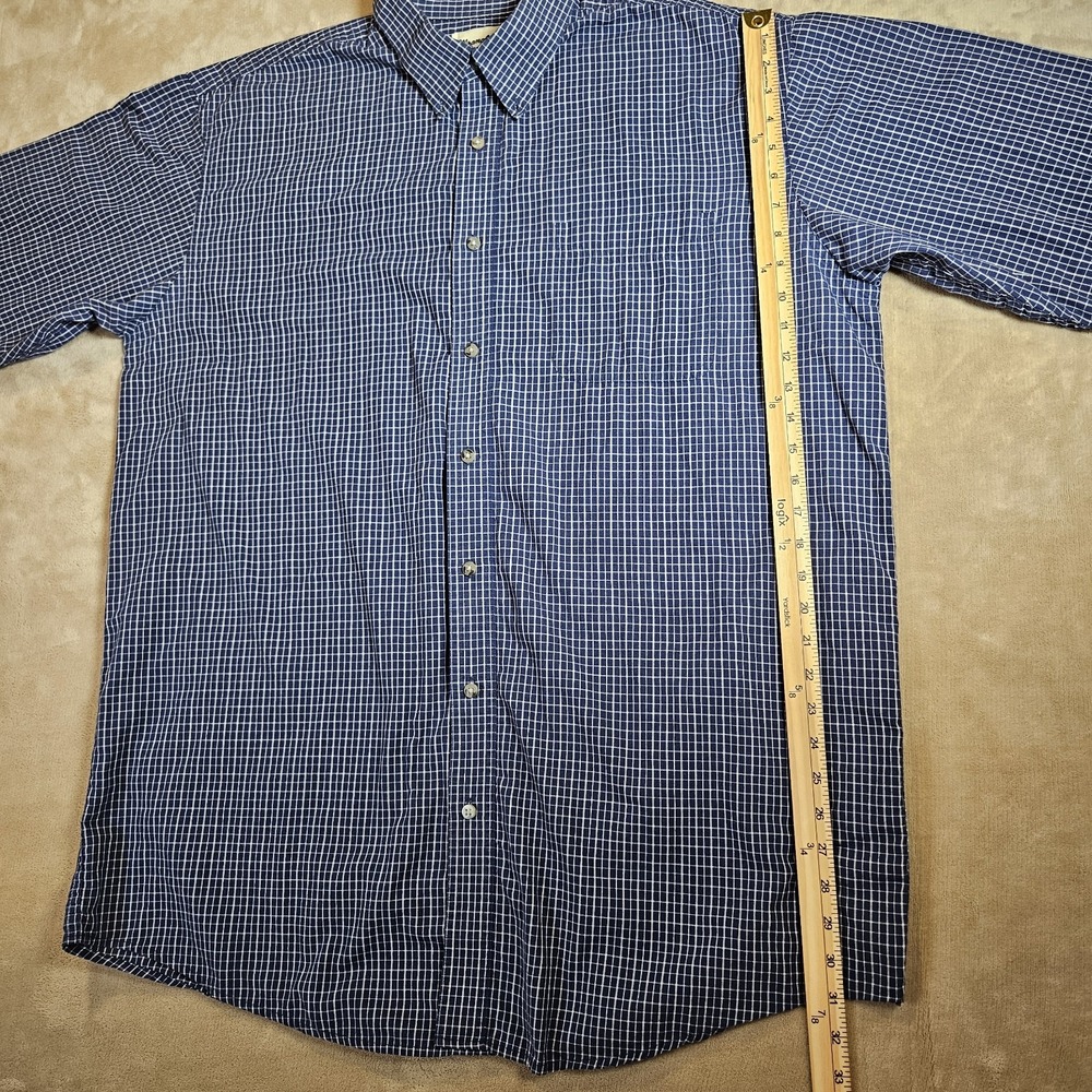 Wrangler Riata Mens Navy Blue White Micro Grid Check Button Down Shirt XL - Picture 13 of 16